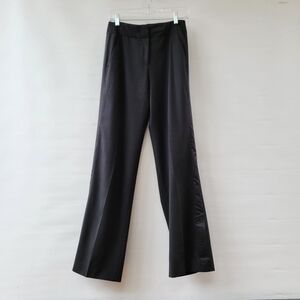 Rebecca Taylor Black Tuxedo Split Hem Pants Size 2 Virgin Wool Trousers Dressy